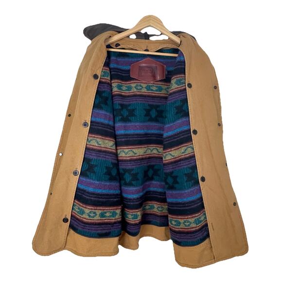 VTG Woolrich Tan Canvas Barn Chore Saddle Jacket Southwestern Wool Lining LRG - Picture 3 of 16